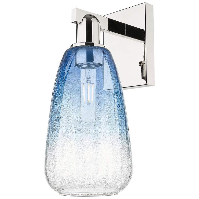 Image 1 Brookhaven Almond 11"H Polished Nickel Wall Sconce With Sapphire Shade