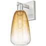 1_Brookhaven Almond 11"H Satin Nickel Wall Sconce w/ Amber Shade