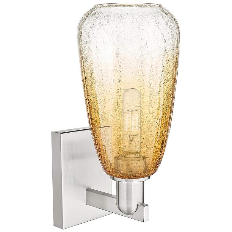 Image 2 Brookhaven Almond 11"H Satin Nickel Wall Sconce w/ Amber Shade more views