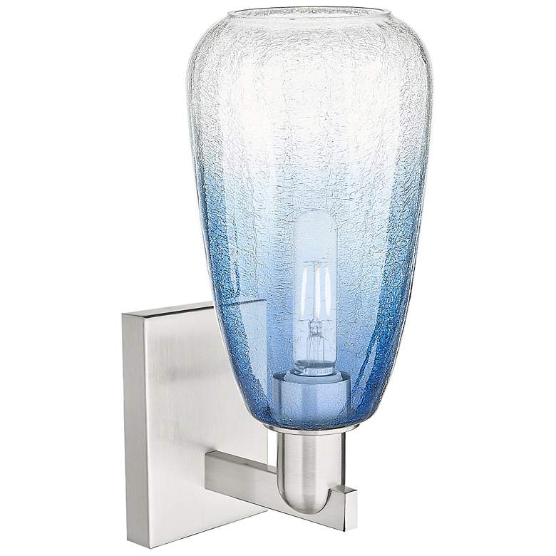 Image 2 Brookhaven Almond 11"H Satin Nickel Wall Sconce w/ Sapphire Shade more views