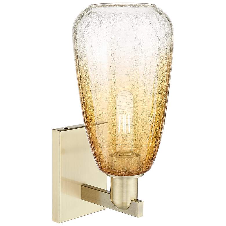 Image 2 Brookhaven Almond 11" High Antique Brass Wall Sconce With Amber Shade more views