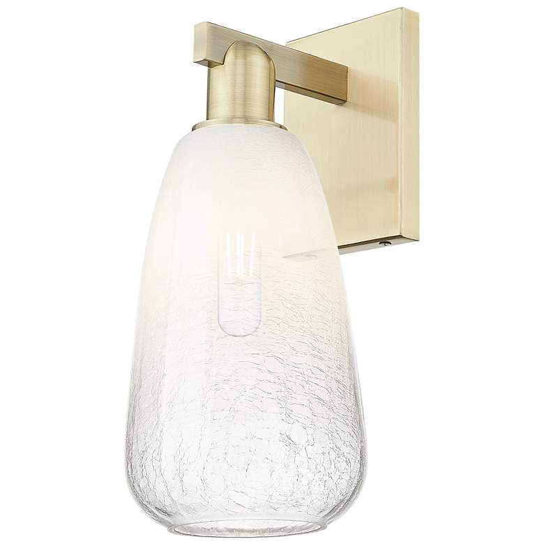 Image 1 Brookhaven Almond 11" High Antique Brass Wall Sconce With Opal Shade
