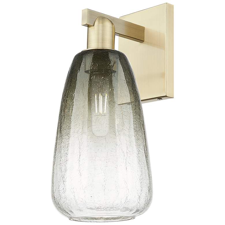 Image 1 Brookhaven Almond 11" High Antique Brass Wall Sconce With Slate Shade