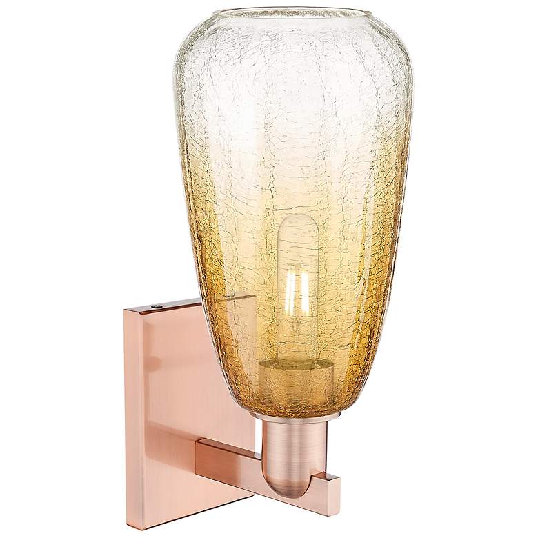 Image 2 Brookhaven Almond 11" High Antique Copper Wall Sconce With Amber Shade more views