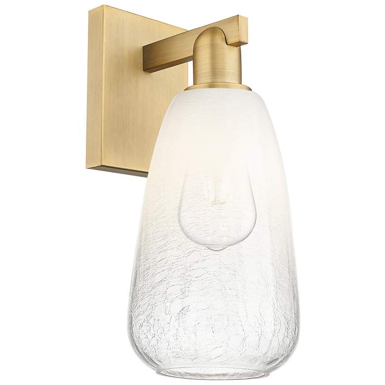 Image 1 Brookhaven Almond 11" High Brushed Brass Wall Sconce With Opal Shade