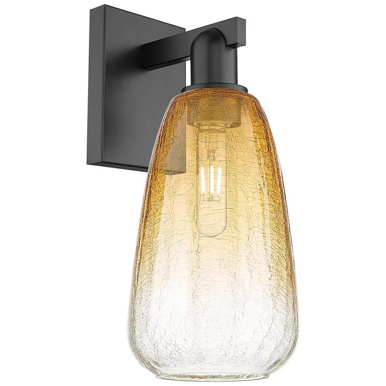 Image 1 Brookhaven Almond 11" High Matte Black Wall Sconce With Amber Shade