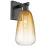 1_Brookhaven Almond 11" High Matte Black Wall Sconce With Amber Shade