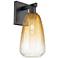 Brookhaven Almond 11" High Matte Black Wall Sconce With Amber Shade