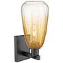 2_Brookhaven Almond 11" High Matte Black Wall Sconce With Amber Shade more views