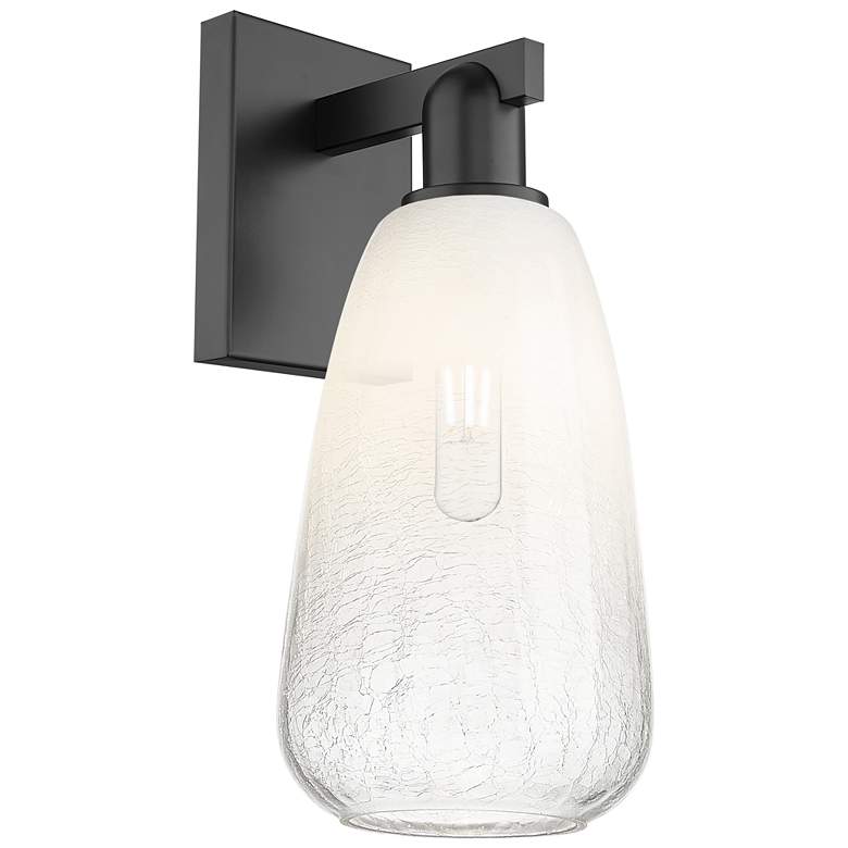 Image 1 Brookhaven Almond 11" High Matte Black Wall Sconce With Opal Shade