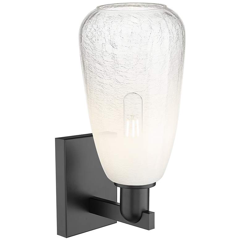 Image 2 Brookhaven Almond 11" High Matte Black Wall Sconce With Opal Shade more views