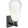 2_Brookhaven Almond 11" High Matte Black Wall Sconce With Opal Shade more views