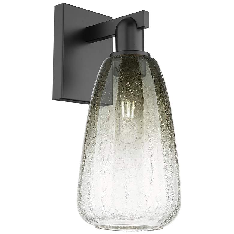 Image 1 Brookhaven Almond 11" High Matte Black Wall Sconce With Slate Shade