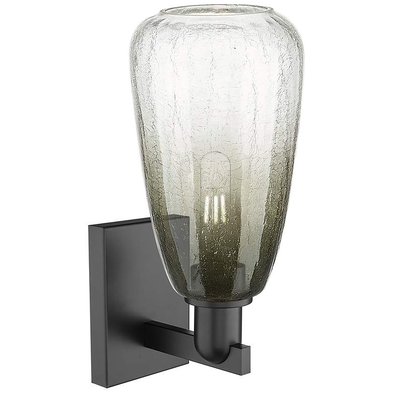 Image 2 Brookhaven Almond 11" High Matte Black Wall Sconce With Slate Shade more views