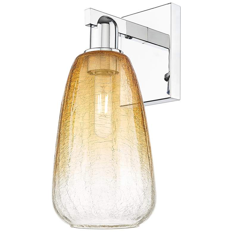 Image 1 Brookhaven Almond 11" High Polished Chrome Wall Sconce With Amber Shade