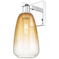 Brookhaven Almond 11" High Polished Chrome Wall Sconce With Amber Shade