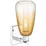 2_Brookhaven Almond 11" High Polished Chrome Wall Sconce With Amber Shade more views
