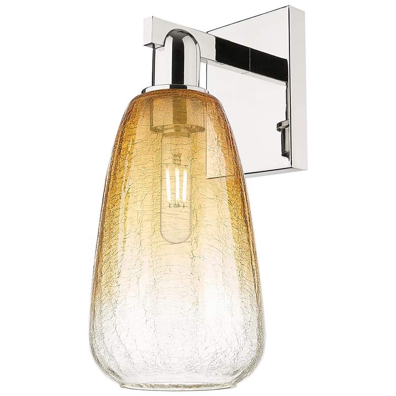 Image 1 Brookhaven Almond 11" High Polished Nickel Wall Sconce With Amber Shade