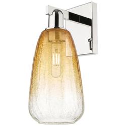 Brookhaven Almond 11" High Polished Nickel Wall Sconce With Amber Shade