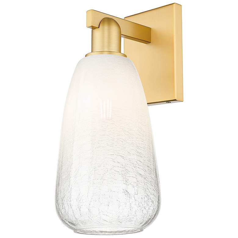 Image 1 Brookhaven Almond 11" High Satin Gold Wall Sconce With Opal Shade