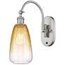 1_Brookhaven Almond 17"H Brushed Satin Nickel Swiveling Sconce w/ Amber Shade