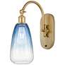 1_Brookhaven Almond 17"H Satin Gold Swiveling Sconce w/ Sapphire Blue Shade