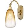 1_Brookhaven Almond 17" High Satin Gold Swiveling Sconce with Amber Shade