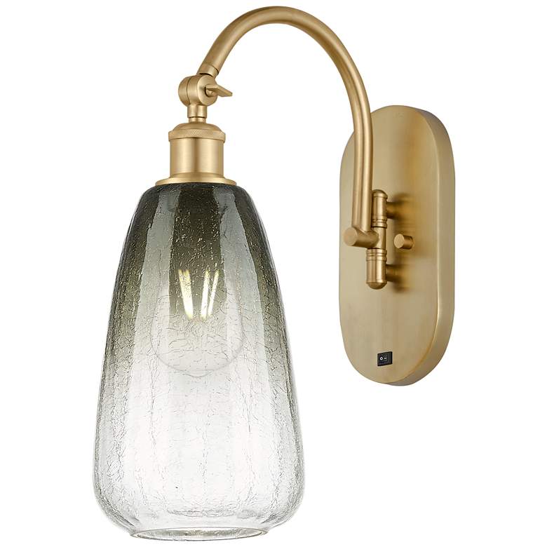 Image 1 Brookhaven Almond 17" High Satin Gold Swiveling Sconce with Slate Shade