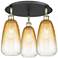 Brookhaven Almond 18"W 3-Light Black Brass Flush Mount w/ Amber Shade