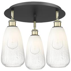 Brookhaven Almond 18"W 3-Light Black Brass Flush Mount w/ Opal Shade