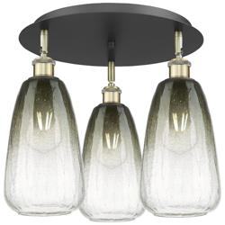 Brookhaven Almond 18"W 3-Light Black Brass Flush Mount w/ Slate Shade