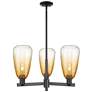 Brookhaven Almond 18"W 3 Light Black Stem Chandelier w/ Amber Shade