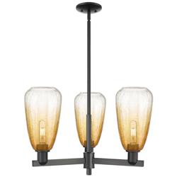 Brookhaven Almond 18"W 3 Light Black Stem Chandelier w/ Amber Shade