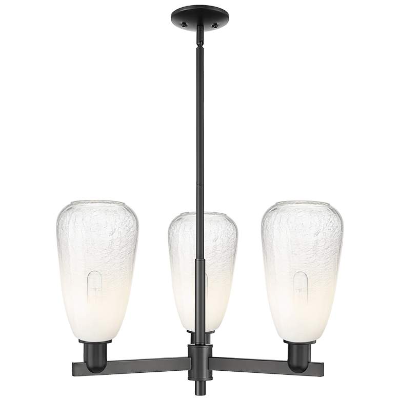 Image 1 Brookhaven Almond 18"W 3 Light Black Stem Chandelier w/ Opal Shade