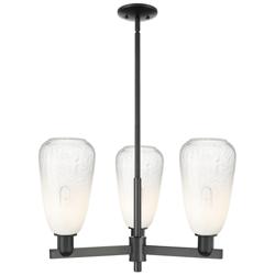 Brookhaven Almond 18"W 3 Light Black Stem Chandelier w/ Opal Shade