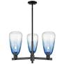 Brookhaven Almond 18"W 3 Light Black Stem Chandelier w/ Sapphire Shade