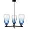 Brookhaven Almond 18"W 3 Light Black Stem Chandelier w/ Sapphire Shade