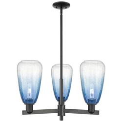 Brookhaven Almond 18"W 3 Light Black Stem Chandelier w/ Sapphire Shade