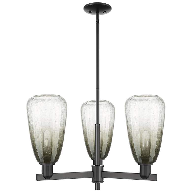 Image 1 Brookhaven Almond 18"W 3 Light Black Stem Chandelier w/ Slate Shade