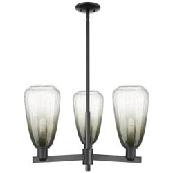 Brookhaven Almond 18"W 3 Light Black Stem Chandelier w/ Slate Shade