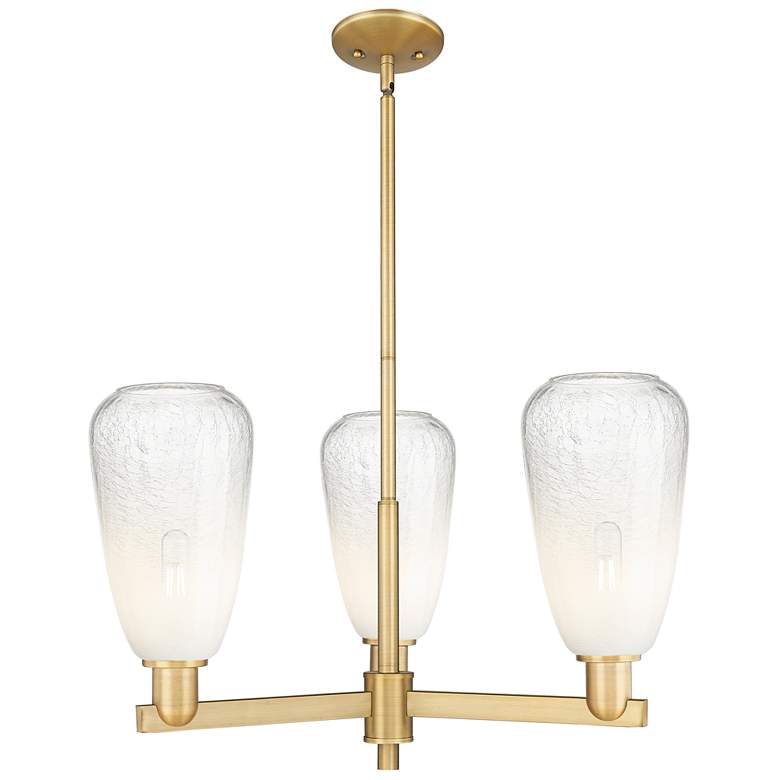 Image 1 Brookhaven Almond 18"W 3 Light Brass Stem Chandelier w/ Opal Shade