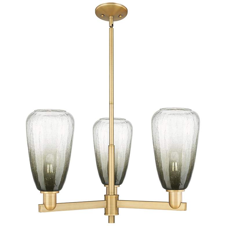 Image 1 Brookhaven Almond 18"W 3 Light Brass Stem Chandelier w/ Slate Shade