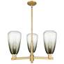 Brookhaven Almond 18"W 3 Light Brass Stem Chandelier w/ Slate Shade