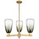 Brookhaven Almond 18"W 3 Light Brass Stem Chandelier w/ Slate Shade