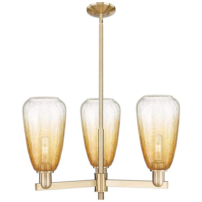 Image 1 Brookhaven Almond 18"W 3 Light Champagne Stem Chandelier w/ Amber Shade