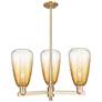 Brookhaven Almond 18"W 3 Light Champagne Stem Chandelier w/ Amber Shade