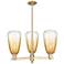 Brookhaven Almond 18"W 3 Light Champagne Stem Chandelier w/ Amber Shade