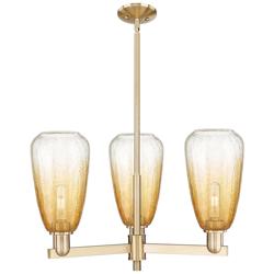 Brookhaven Almond 18"W 3 Light Champagne Stem Chandelier w/ Amber Shade