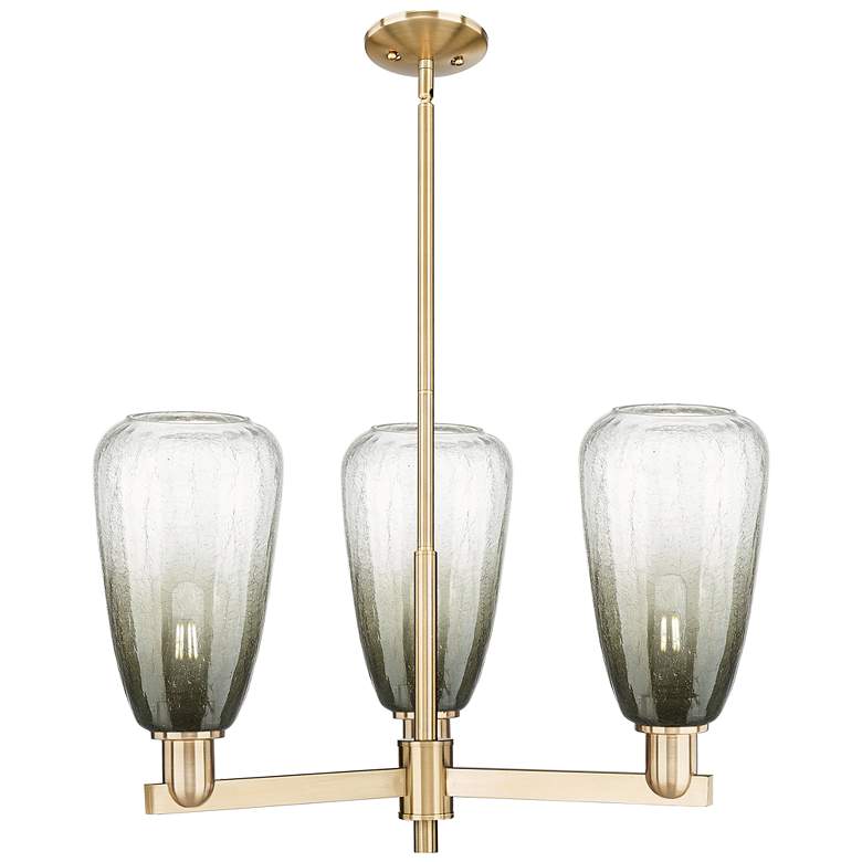 Image 1 Brookhaven Almond 18"W 3 Light Champagne Stem Chandelier w/ Slate Shade