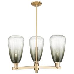 Brookhaven Almond 18"W 3 Light Champagne Stem Chandelier w/ Slate Shade